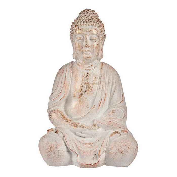 Figura Decorativa para Jardín Buda Blanco/Dorado Poliresina (24,5 x 50 x 31,8 cm)