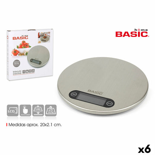 Báscula Digital de Cocina Basic Home Plateado 20 x 2,1 cm (6 Unidades)