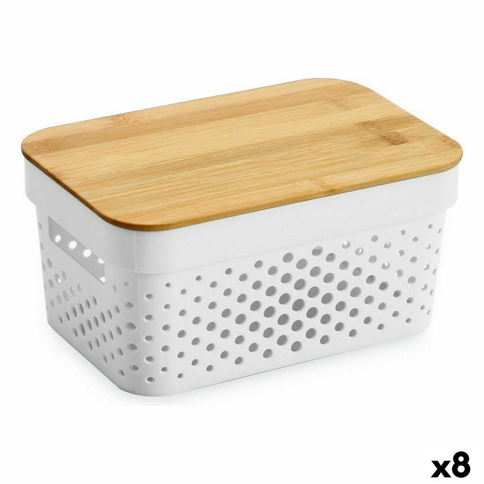 Multi-use Box Confortime White Brown Bamboo Plastic 26,2 x 17,5 x 12,5 cm (8 Units)