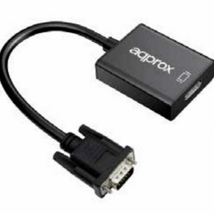 Adaptateur VGA vers HDMI avec Audio approx! APPC25 3,5 mm Micro USB 20 cm 720p/1080i/1080p Noir