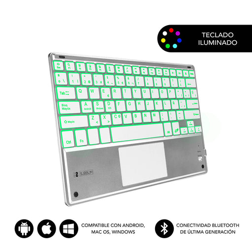 Bluetooth Keyboard with Support for Tablet Subblim SUB-KBT-SMBT50 Spanish Qwerty Black/White Spanish
