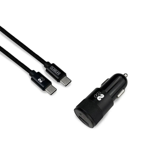 Chargeur de Voiture USB Universel + Câble USB C Subblim Cargador Ultra Rapido Coche 2xUSB PD18W+QC3.0 + Cable C to C Black