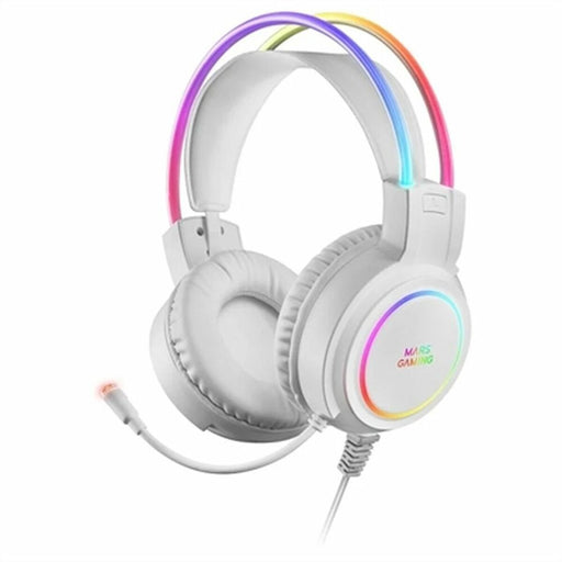 Casque avec Microphone Gaming Mars Gaming MHRGBW Blanc