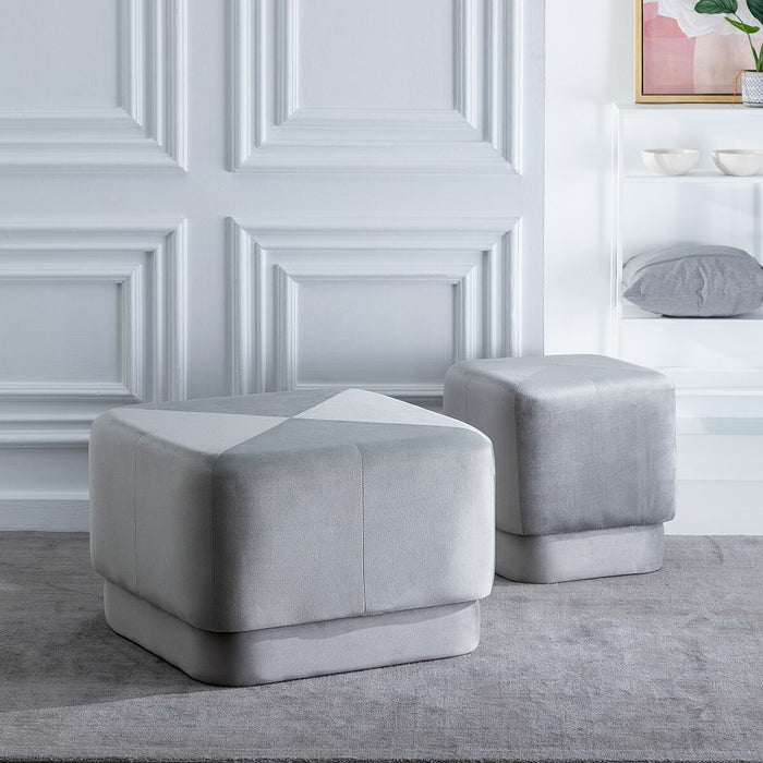 Pouf Tissu Synthétique Gris Bois 60 x 60 x 40 cm