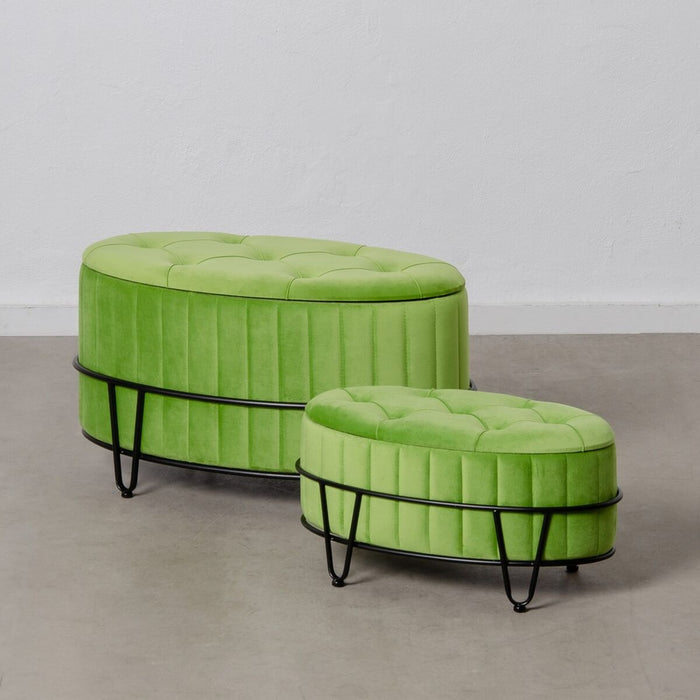 Pouf 80 x 80 x 46 cm Tissu Synthétique Métal Vert