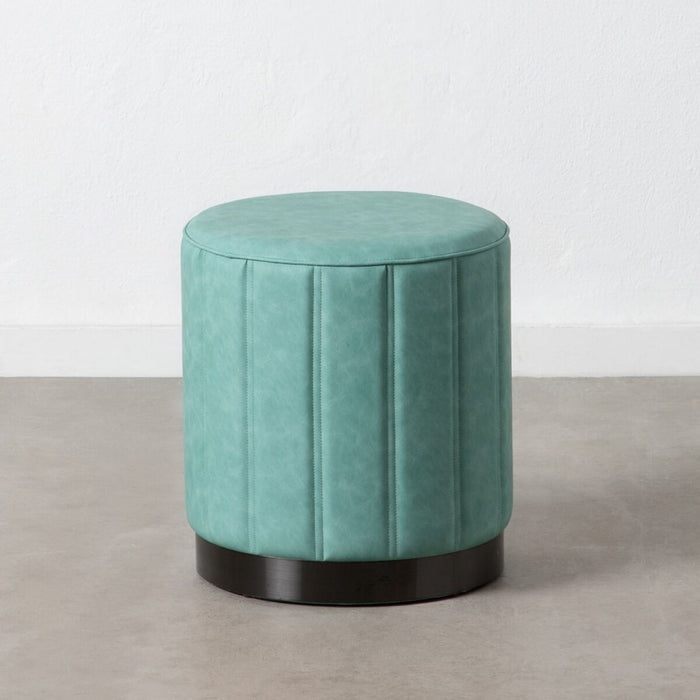 Pouf Bleu Cuir synthétoqie 38 x 38 x 42 cm DMF