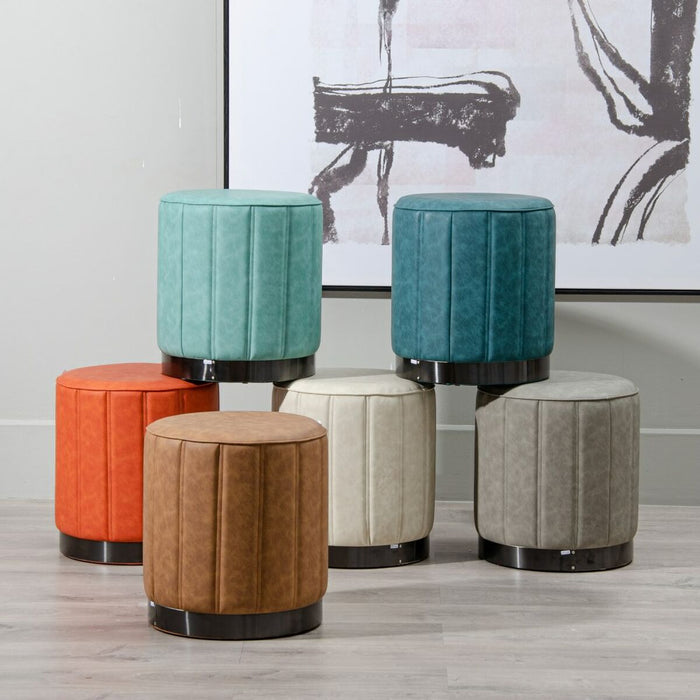 Pouf Bleu Cuir synthétoqie 38 x 38 x 42 cm DMF