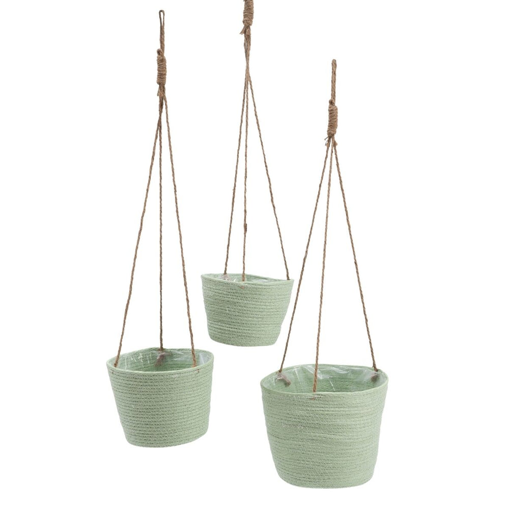 Set of Baskets Rope 20 x 20 x 27 cm Light Green (3 Pieces)