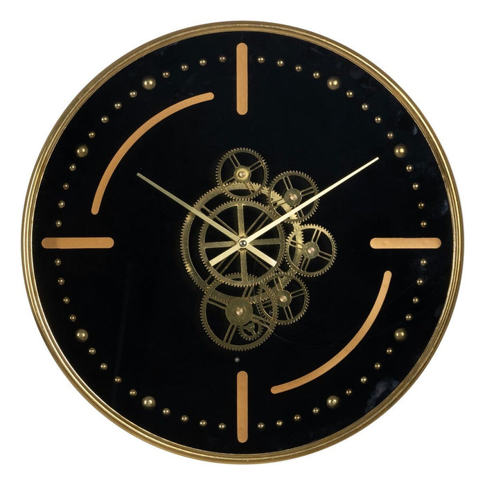 Reloj de Pared Negro Dorado Hierro 46 x 7 x 46 cm