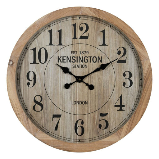 Reloj de Pared Natural Madera Cristal 60 x 60 x 6,5 cm