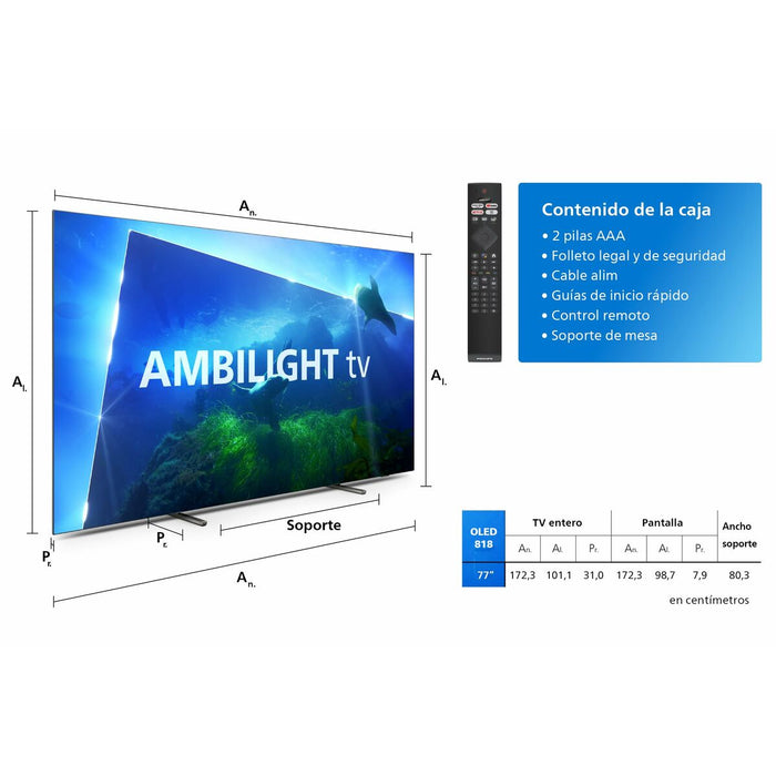 TV intelligente Philips 77OLED818 4K Ultra HD 77" OLED AMD FreeSync