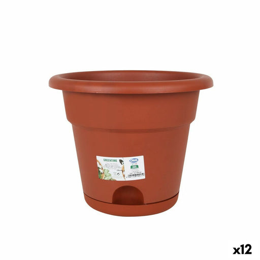 Pot avec sous-pot Dem Greentime Marron 25 x 25 x 20 cm (12 Unités)