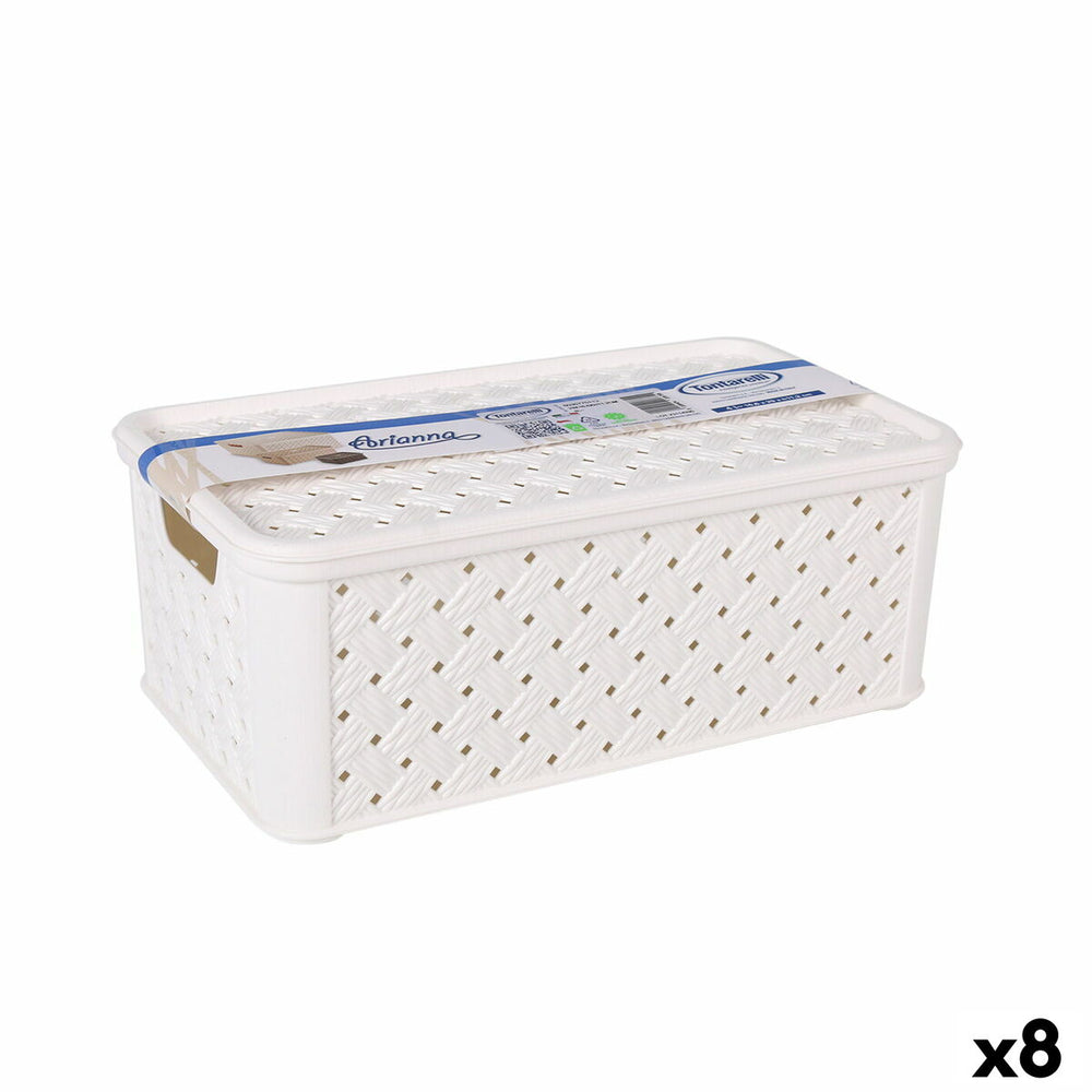 Caja de Almacenaje con Tapa Tontarelli Arianna Plástico Blanco 4 L 29 x 16,6 x 11,2 cm (8 Unidades)