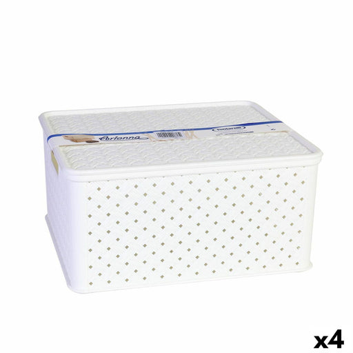 Boîte de rangement avec couvercle Tontarelli Arianna 33 x 29 x 16 cm (4 Unités) Blanc 13 L