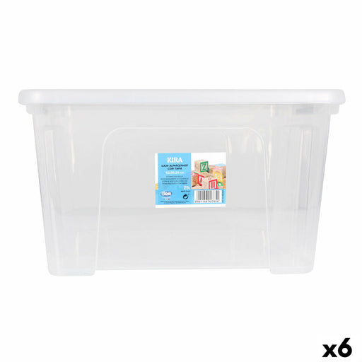 Boîte de rangement avec couvercle Dem Kira Plastique Transparent 25 L 42 x 36 x 25 cm (6 Unités)