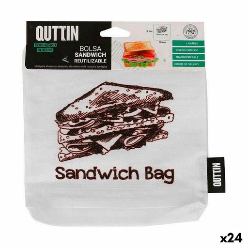 Bolsa Reutilizable para Alimentos Quttin Sándwich 18 x 18 x 2 cm (24 Unidades)