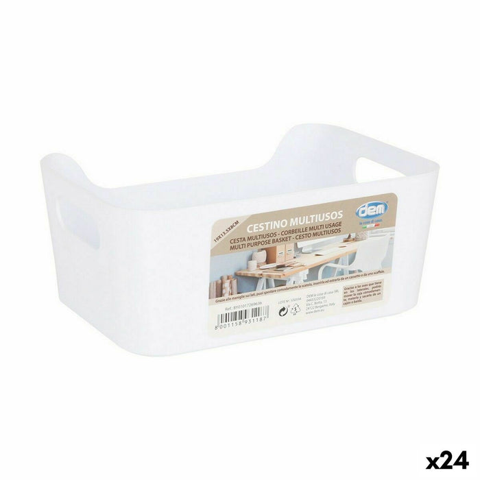 Multi-purpose basket Dem White 19 x 13,5 x 8 cm (24 Units)