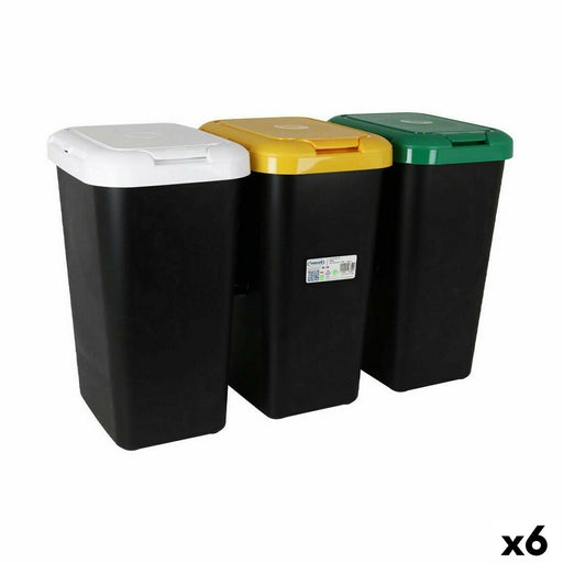 Recycling Waste Bin Tontarelli Yellow White Green (6 Units)