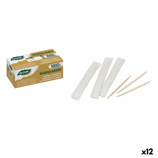 Tooth Picks Algon Wood 1000 Pieces (12 Units)