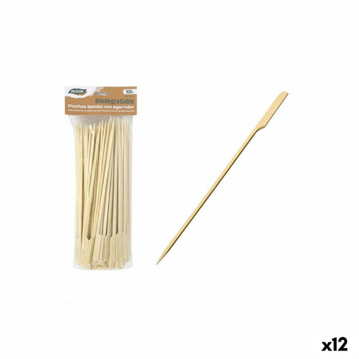 Ensemble de brochettes pour barbecue Algon Bambou 100 Pièces 24 cm (12 Unités)