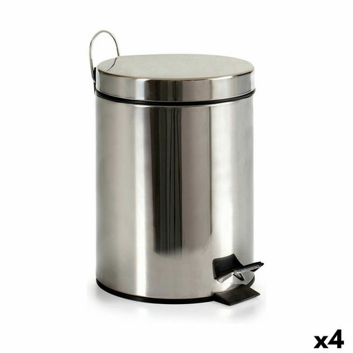 Pedal bin Silver Stainless steel Plastic 5 L (4 Units)