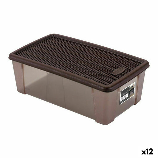 Boîte avec Couvercle Stefanplast 19,5 x 11,5 x 33 cm Plastique Chocolat 5 L (12 Unités)