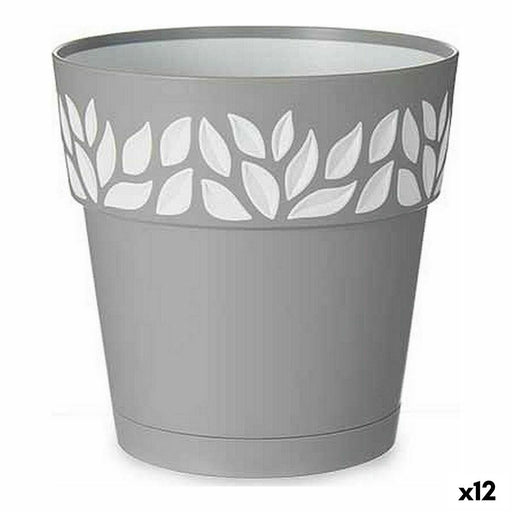 Self-watering flowerpot Stefanplast Grey 15 x 15 x 15 cm White Plastic (12 Units)