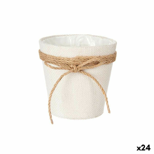 Cache-pot Lien Blanc Corde Plastique 14 x 12,5 x 14 cm 14 x 14 x 14 cm (24 Unités)