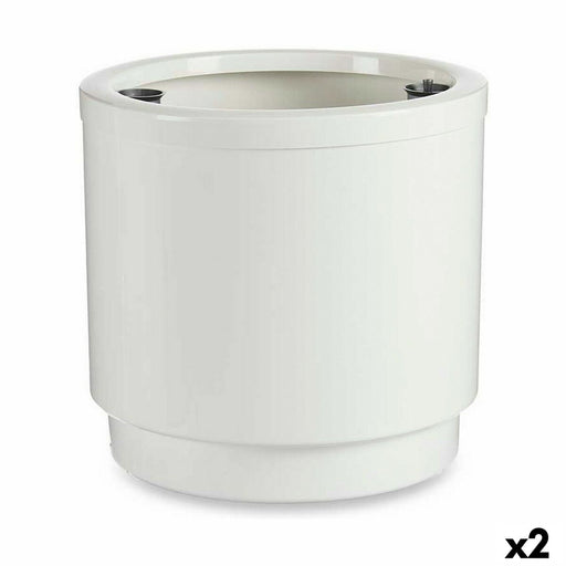 Pot auto-arrosant Blanc polypropylène (2 Unités) (38 x 37,5 x 38 cm)
