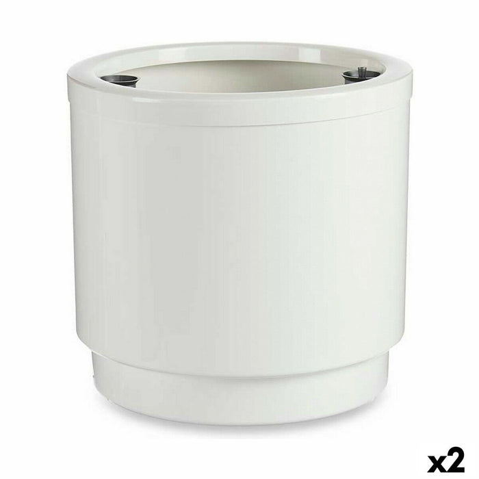 Pot auto-arrosant Blanc polypropylène (2 Unités) (38 x 37,5 x 38 cm)