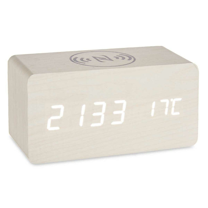 Reloj Digital de Sobremesa Blanco PVC Madera MDF (15 x 7,5 x 7 cm) (12 Unidades)