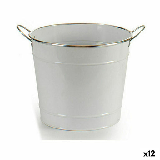 Cache-pot Seau Blanc Argenté Zinc 34,8 x 23 x 27,8 cm (12 Unités)