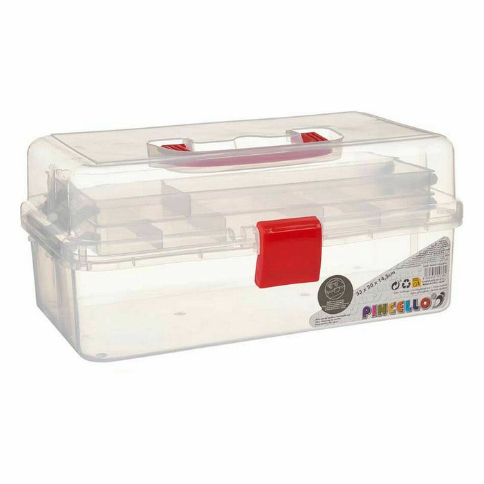 Boîte Multiusage Rouge Transparent Plastique 33 x 15 x 19,5 cm (8 Unités)