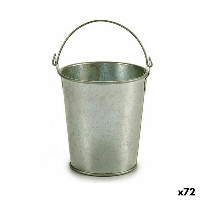 Cache-pot Seau Argenté Zinc 15,5 x 11 x 11 cm (72 Unités)