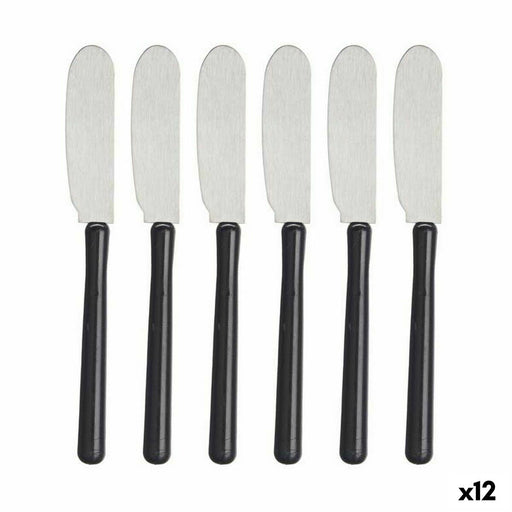 Couteau à tartiner Noir Argenté Acier inoxydable Plastique Couteau à tartiner (12 Unités)