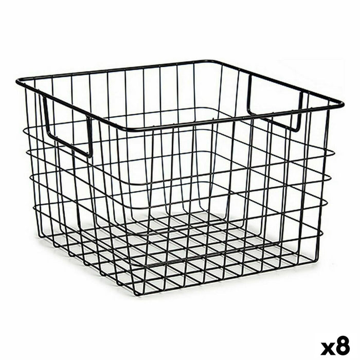 Basket With handles Black Steel 29 x 19,5 x 32 cm (8 Units)