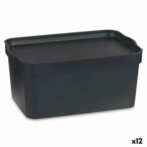 Boîte de rangement avec couvercle Anthracite Plastique 7,5 L 21 x 14,2 x 32 cm (12 Unités)
