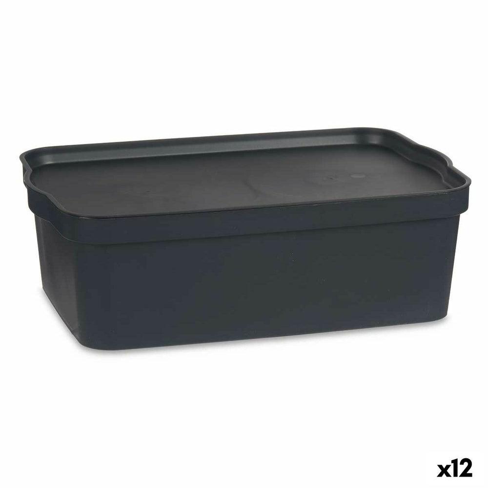Boîte de rangement avec couvercle Anthracite Plastique 14 L 29,5 x 14,3 x 45 cm (12 Unités)