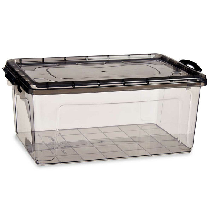 Storage Box with Lid Anthracite Plastic 22 L 32 x 20,5 x 50 cm (6 Units)