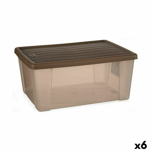 Boîte de rangement avec couvercle Stefanplast Elegance Marron Plastique 29 x 17 x 39 cm (6 Unités)