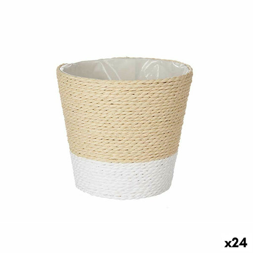 Cache-pot Blanc Corde Plastique 14 x 12,5 x 14 cm (24 Unités)