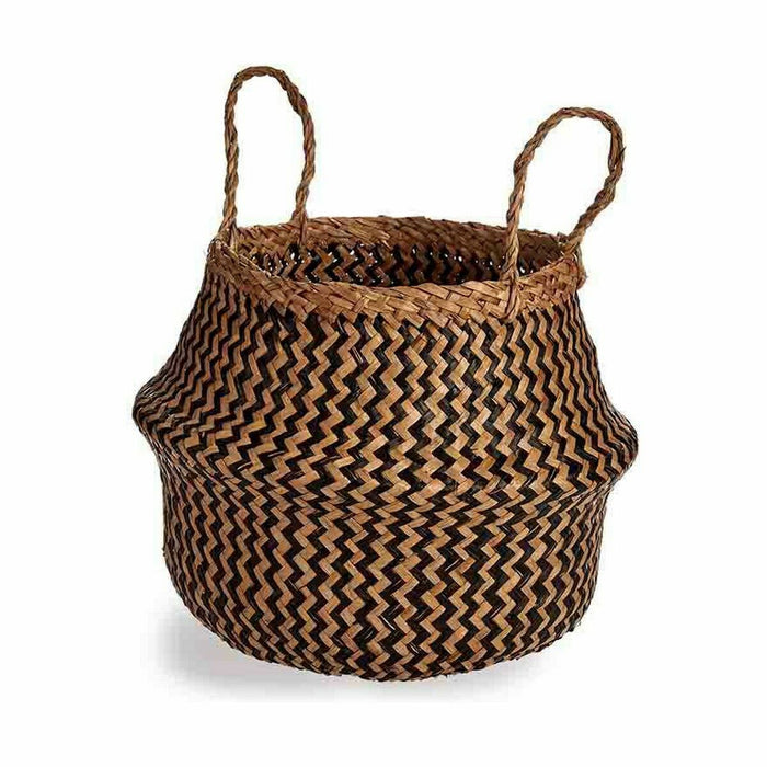 Panier décoratif Noir Naturel Joncs 8 L 31 x 38 x 31 cm (8 Unités)