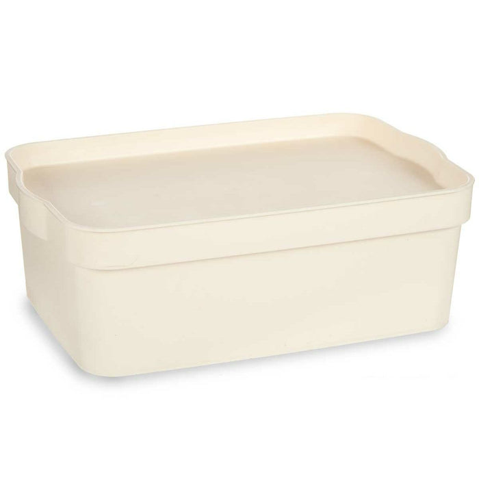 Boîte de rangement avec couvercle Crème Plastique 6 L 21,5 x 11 x 31,5 cm (12 Unités)