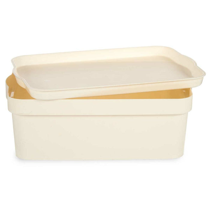 Boîte de rangement avec couvercle Crème Plastique 6 L 21,5 x 11 x 31,5 cm (12 Unités)