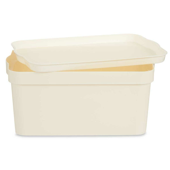 Boîte de rangement avec couvercle Crème Plastique 7,5 L 21,5 x 14,5 x 32 cm (12 Unités)