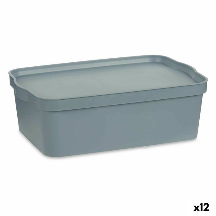 Boîte de rangement avec couvercle Gris Plastique 14 L 29,5 x 14,3 x 45 cm (12 Unités)