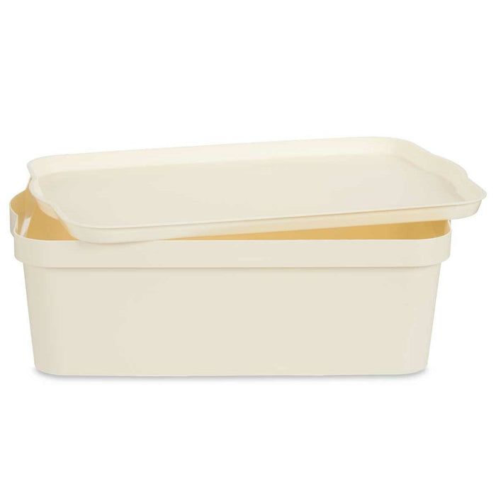 Boîte de rangement avec couvercle Crème Plastique 14 L 29,5 x 14,3 x 45 cm (12 Unités)