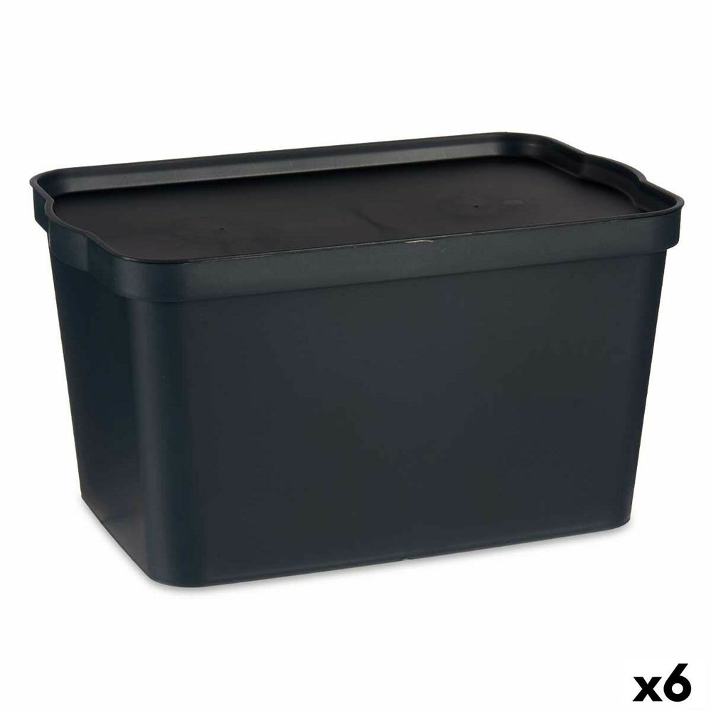 Storage Box with Lid Anthracite Plastic 24 L 29,3 x 24,5 x 45 cm (6 Units)