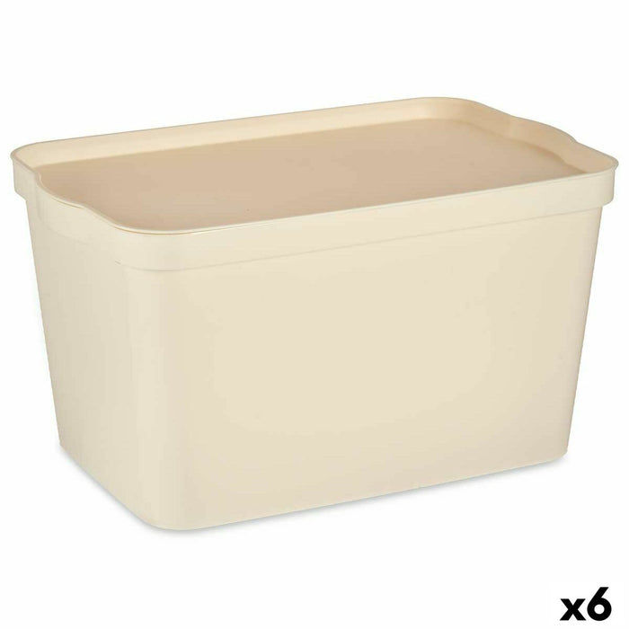 Boîte de rangement avec couvercle Crème Plastique 24 L 29,3 x 24,5 x 45 cm (6 Unités)
