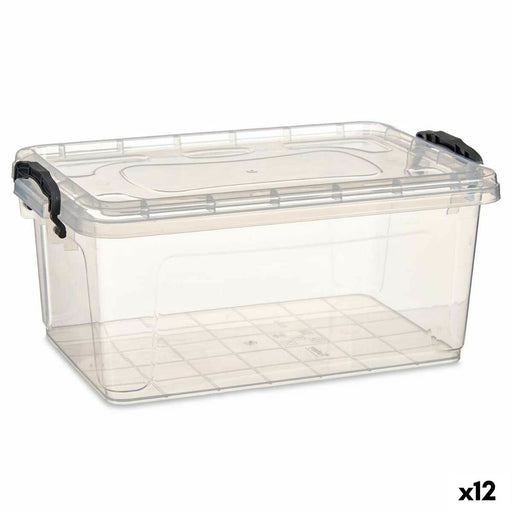 Boîte de rangement avec couvercle Transparent Plastique 8,5 L 23,5 x 15,5 x 37 cm (12 Unités)